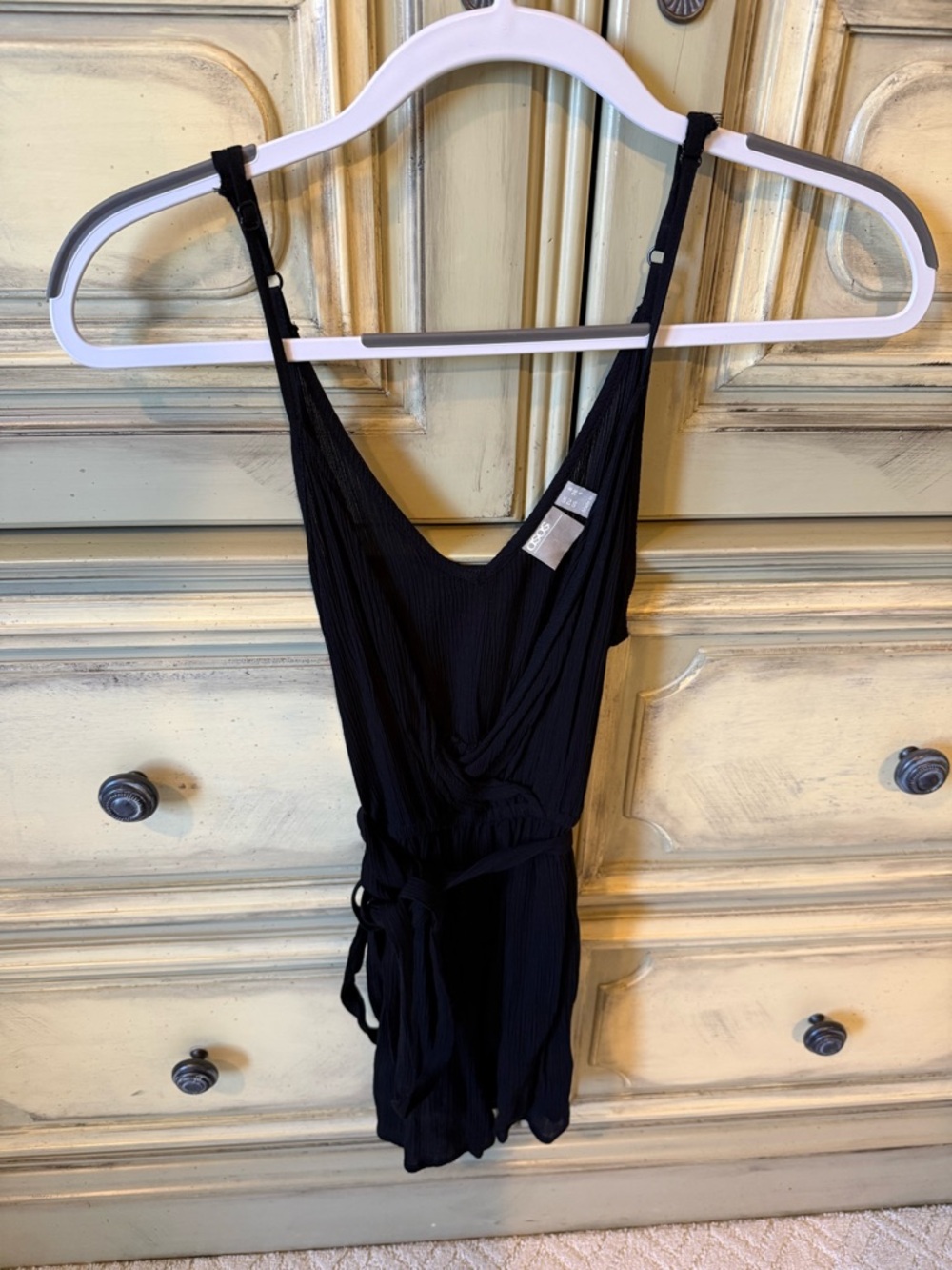 ASOS Black Sleeveless Wrap Romper